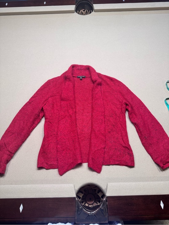 Eileen Fisher Sweaters - Eileen Fisher Open-Front Wool Cashmere Blend Red Knit Cardigan